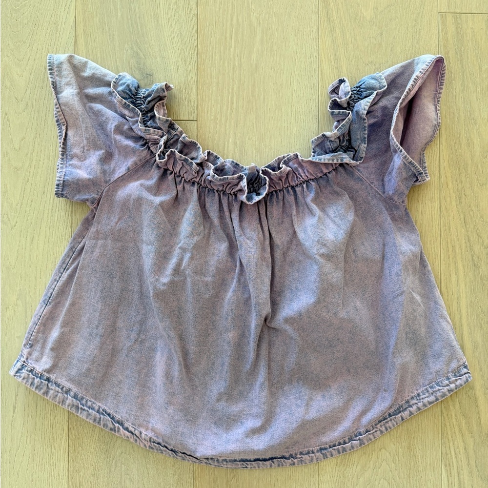Free People Lavender Chambray Top